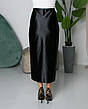 Спідниця жіноча "Бант" із атласної тканини із середньою посадкою у чорному кольорі розміри 44, 46, 48., фото 6