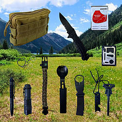 Похідний туристичний набір інструментів для виживання 11в1 багатофункціональний для чоловіків туризму в сумці