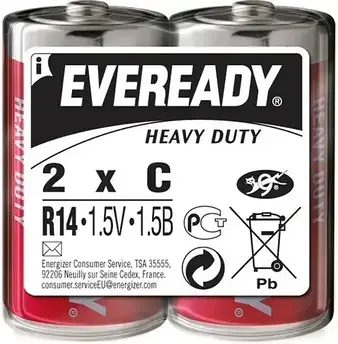 Батарейки Energizer Eveready Heavy Duty C / R14 BL2 7638900083606