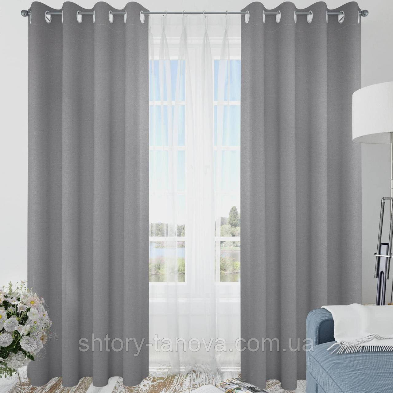 Штора на люверсах Блекаут меланж бузково-сірий 200/260 см (174405), фото 1