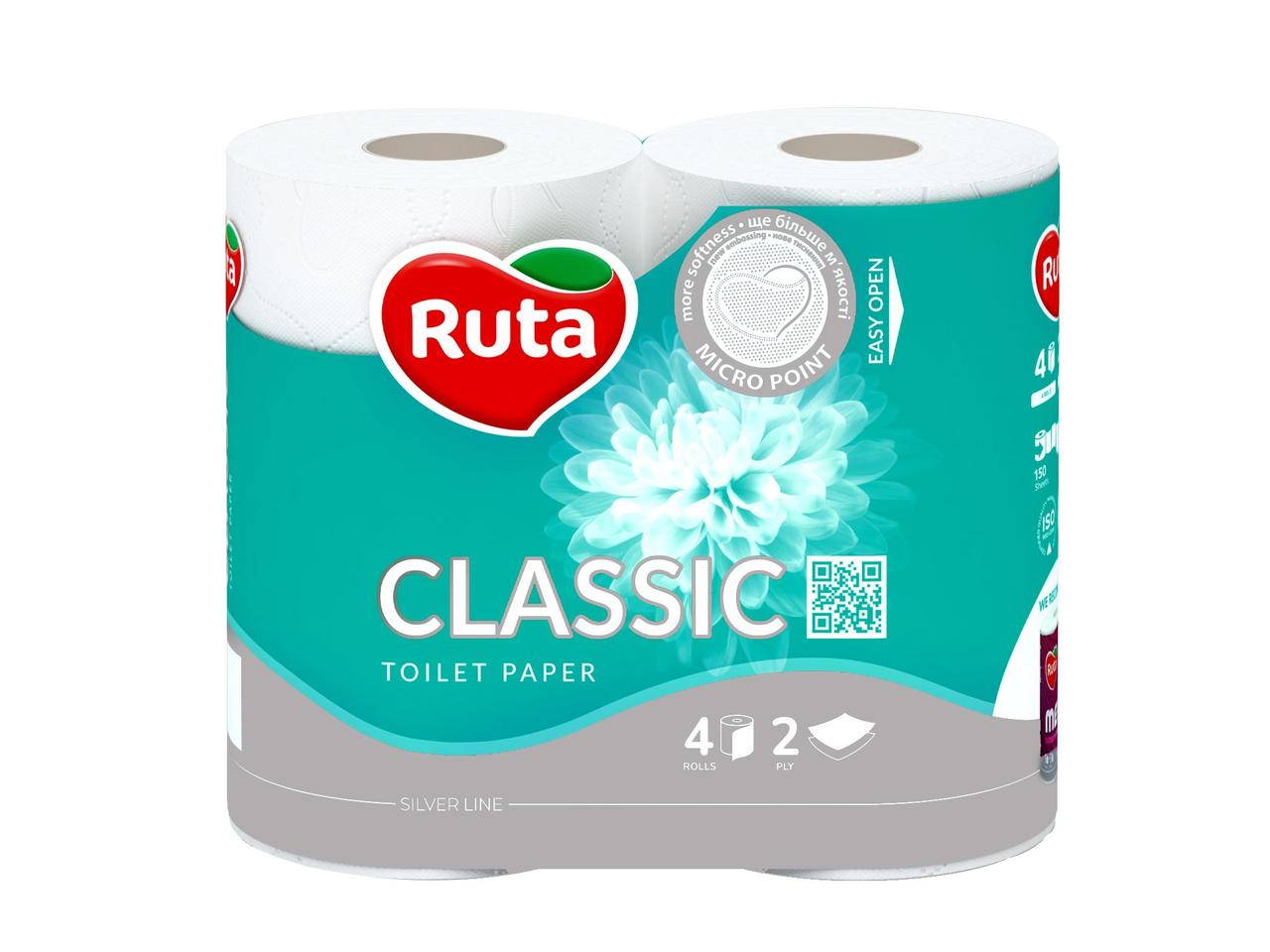 Туалетний папір Ruta Classic 2сл 4шт/уп білий