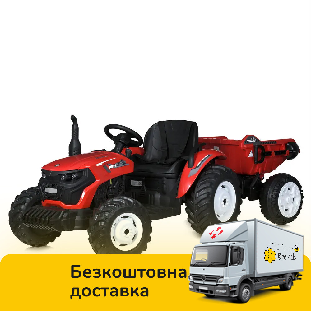 Електромобіль трактор з причепом (2 мотори по 95W, 24V7AH, музика, світло, пульт 2,4G) Bambi M 5772EBR-3 Червоний, фото 1