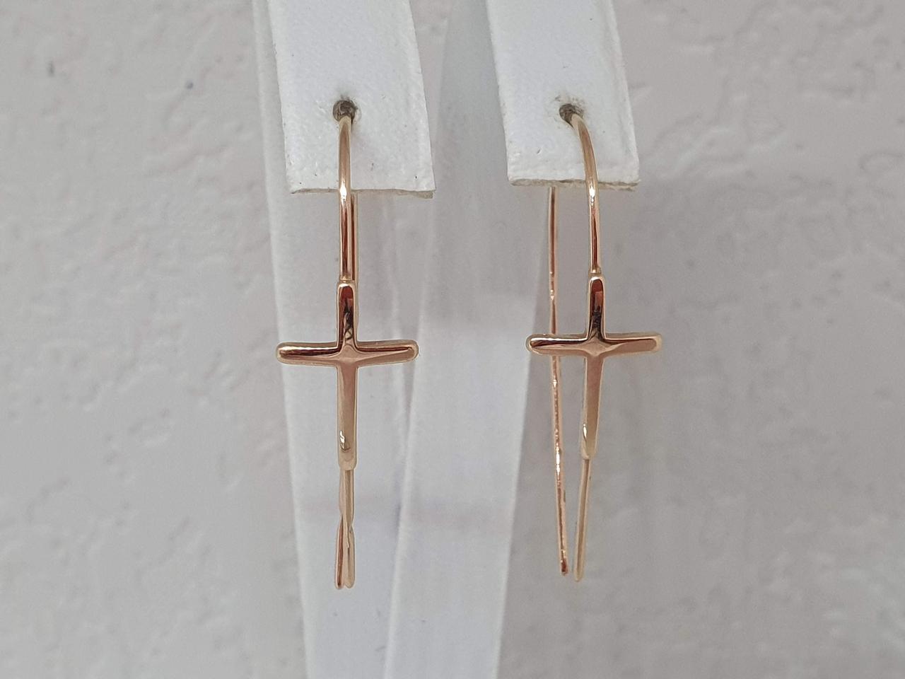 Золоті сережки Хрестики. 1С265/00Б