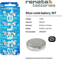 Батарейка Renata Silver Oxide 397 AG2 SR726SW