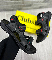 Мужские летние сандалии Clubshoes на трех липучках черные 41