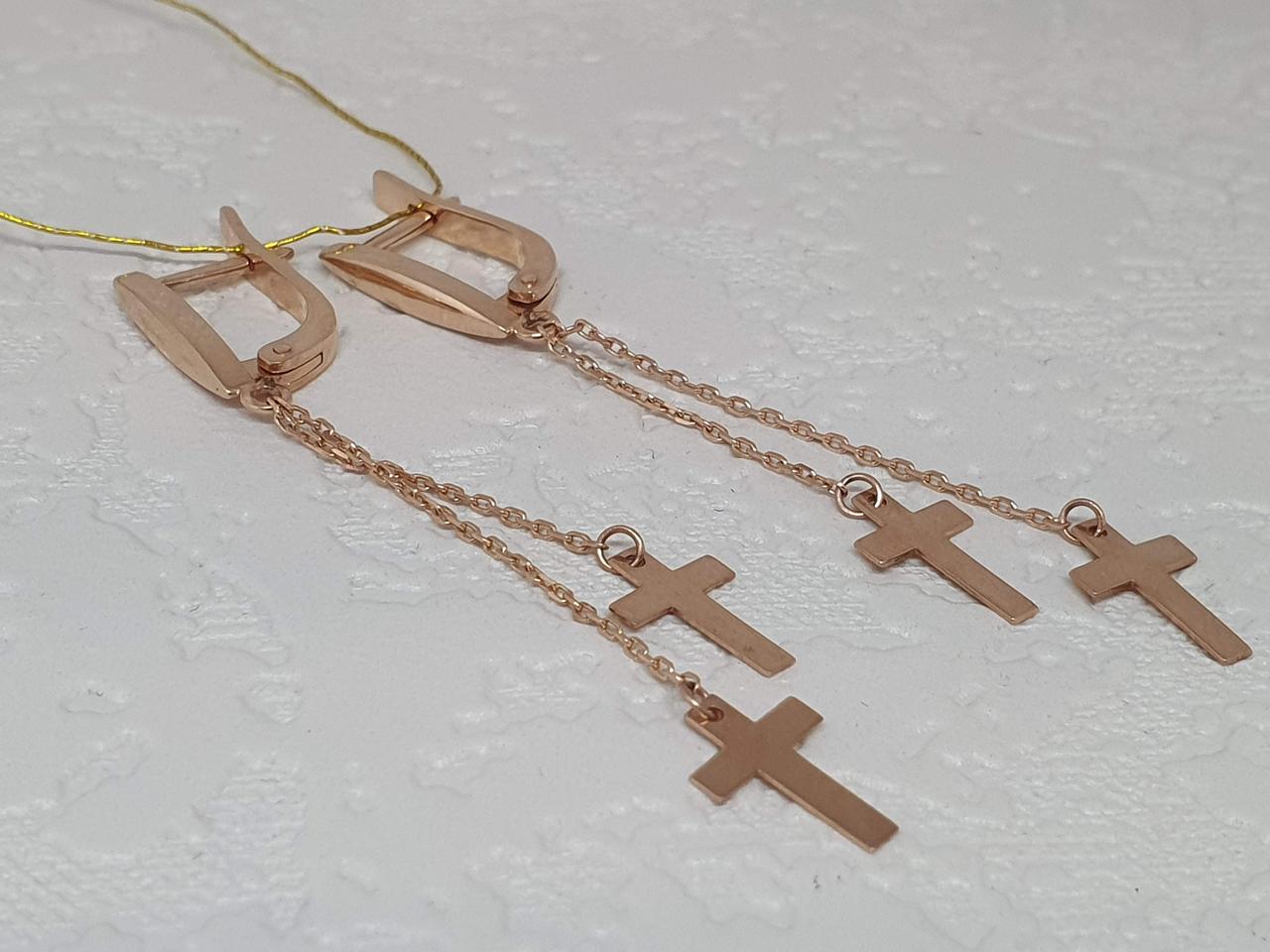 Золоті сережки-підвіски Хрестики. 1С236/00Б