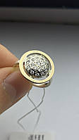 Кольцо серебряное комбинированное с золотом и фианитом