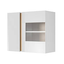 Вітрина навісна у вітальню з ЛДСП 2D1W/96 Arco (Marco) Perfect Home Білий глянець/Дуб грандсон