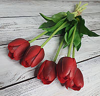 Тюльпаны латексные Премиум качества, в букете 5 веточек - (цвет красный)