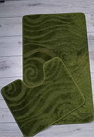 Набор ковриков для ванной и туалета 2шт 60х100см Banyolin зеленый (26716)