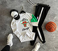 Спортивный костюм Chicago Bulls мужской весна осень белый/ Комплект свитшот штаны кепка стильный повседневный