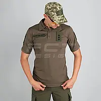 Тактическая футболка Поло влагоотводящая CoolPass хаки 52
