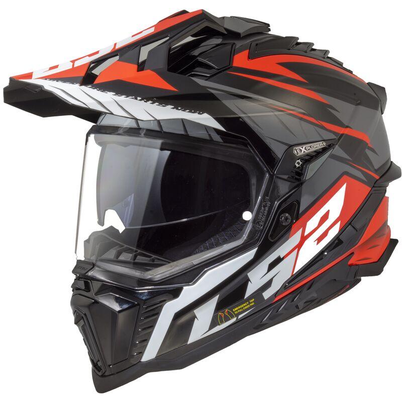 Мотошолом LS2 MX701 Explorer Spire Black Titanium Red