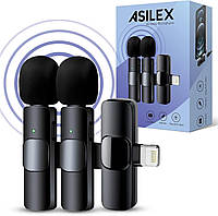 Бездротовий петличний мікрофон ASILEX для iPhone, подвійний міні-мікрофон