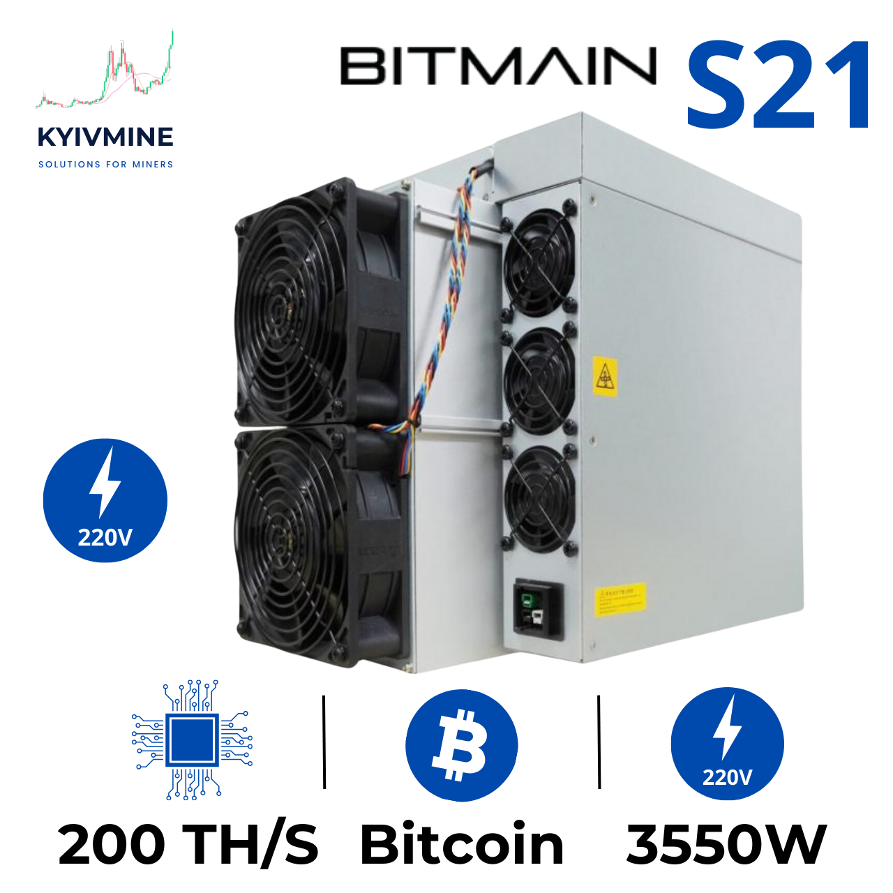 Asic Antminer S21 мощностью 200 TH/s. майнер криптовалюты, Bitcoin miner - фото 1 - id-p2127398175