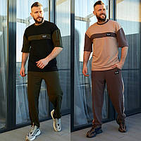 Костюм мужской, двунитка, от 48 до 54 р-ра, стильная футболка и брюки, комфортный, эффектный