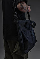Объемная текстильная мужская черная сумка для документов с отделениями, удобная городская сумка с карманами