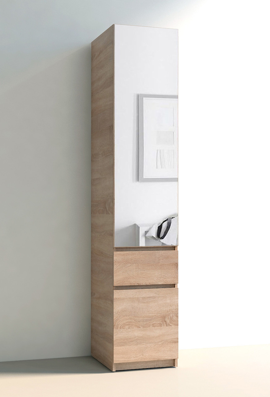 Шафа-пенал з полицями та дзеркалом 40 см х 52 см х 200 см | Майстер Форм Брайт, фото 1