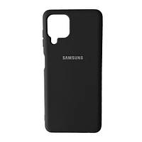 Чехол для Samsung Galaxy A22 Silicone Case (чёрный цвет) с микрофиброй