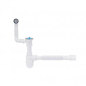 Сифон для кухонної мийки Lidz (WHI) 60 08 E004 00 з круглим переливом (вихід 50 мм)