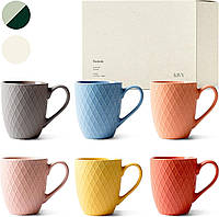 Набор разноцветных керамических чашек KIVY 6шт 400 мл разноцветных керамических чашек