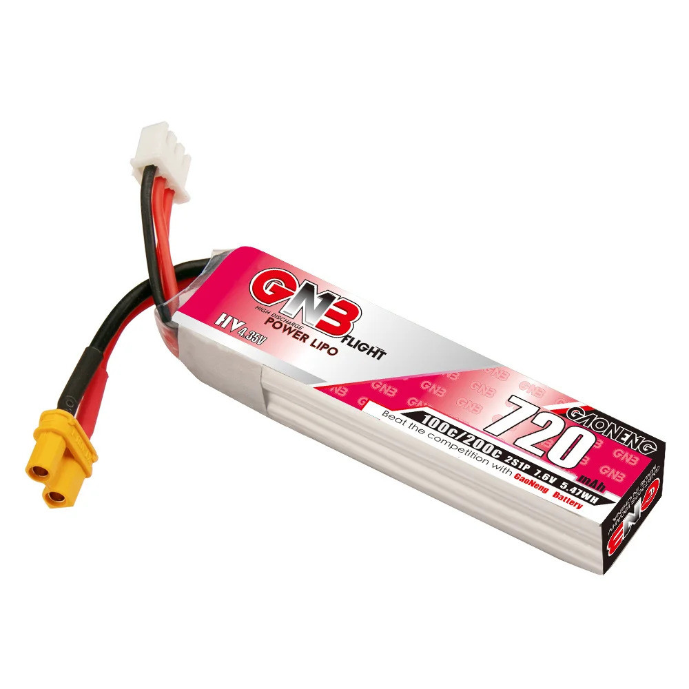 Аккумулятор для FPV Mobula8 Meteor85 Gaoneng GNB 720mAh 2s HV Lipo 7.6V 100C/200C XT30 - фото 4 - id-p2171648153