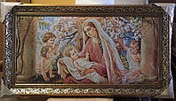 Гобеленовая икона с люрексом Богородица с младенцем (51 x 92 см) B257