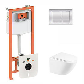 Готове рішення Qtap для ванної кімнати: підвісний унітаз Robin + комплект інсталяції Nest 4 в 1 (квадратна