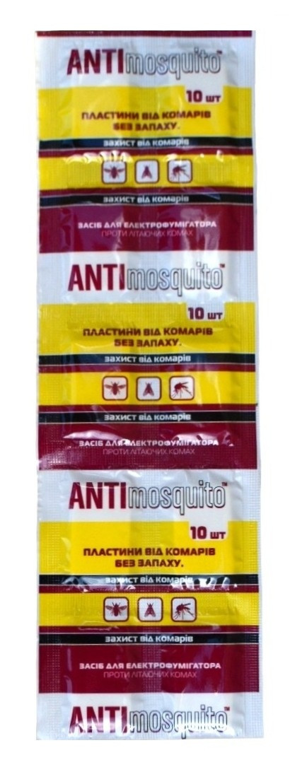 Пластина від комарів Anti Mosquito, без запаху, 10шт/уп
