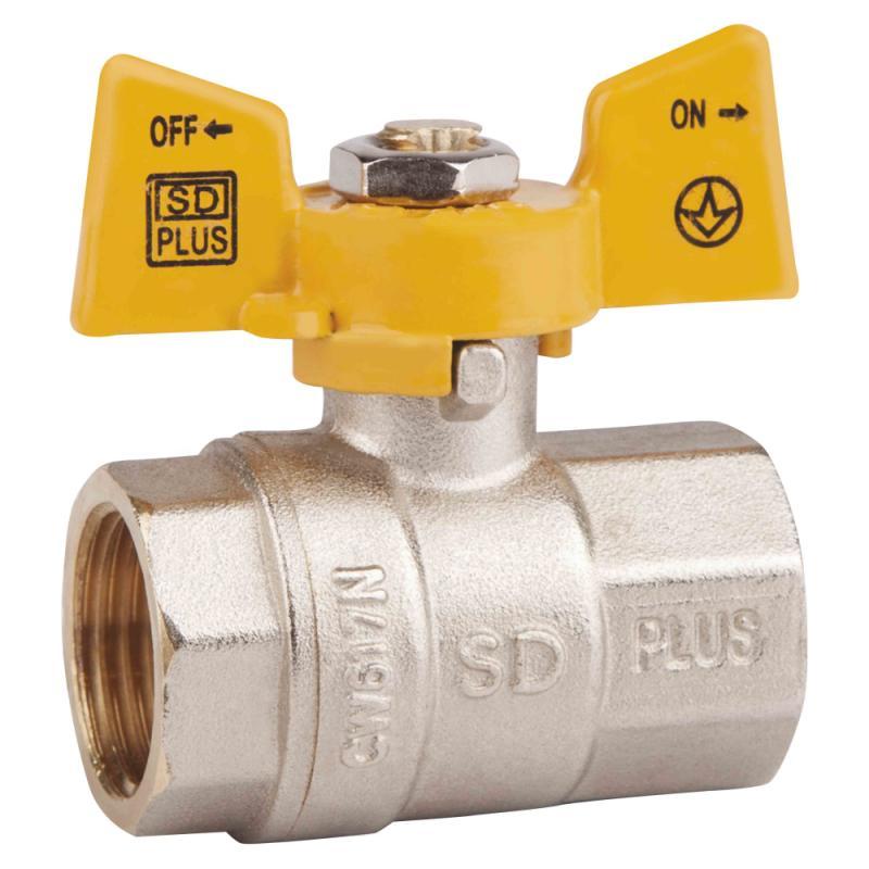 Кран кульовий SD Plus 1" ВР для газу (метелик) SD602NG25PN40, фото 1