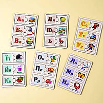 Розвиваючі Пазли половинки Українська Абетка Ubumblebees дерево 3+ (ПСД252), фото 3