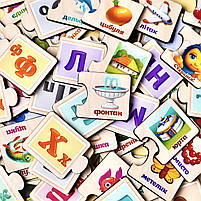 Розвиваючі Пазли половинки Українська Абетка Ubumblebees дерево 3+ (ПСД252), фото 5