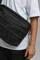 Вместительная черная текстильная мужская сумка на плечо, удобная сумка с отделениями для ноутбука и документов
