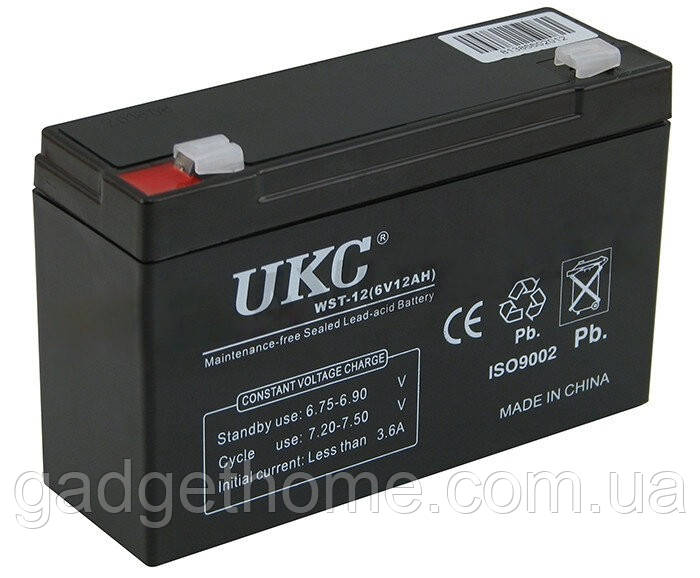 ТОП! Акумулятор UKC Battery WST-12 6V 12A - (gHome), фото 1