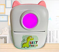 Портативный детский мини принтер Mini Printer X2 Cat Bluetooth для смартфона Розовый
