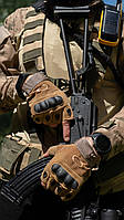 Военные перчатки песочные с костяшками, качественные короткие тактические перчатки ЗСУ