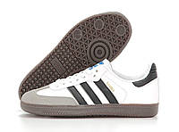 Женские кроссовки Adidas Samba White Black бело-черные