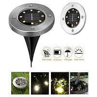Комплект из 4-х уличных фонарей на солнечной батарее MAXI DISC LIGHT, с штыками для газона, водонепроницаемые