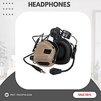 Тактические активные наушники EARMOR M32H MOD3 с боковым креплением Coyote Brown