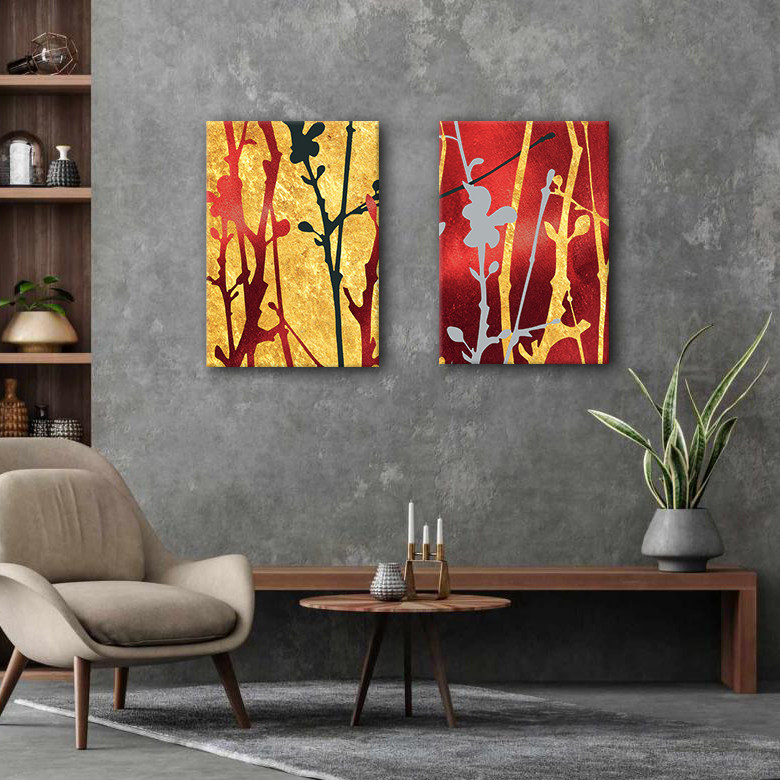 Набір картин з поталлю за номерами Riviera Blanca Червоне золото (ITR-076) 2 шт в наборі, фото 1