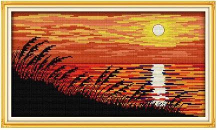 Набір для вишивання за нанесеною на канву схемою "Sunset" . AIDA 14CT printed, 37*21 см