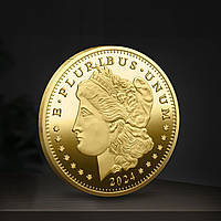 Сувенир монета 1 дол США моргана 2024г голд, American Morgan Dollar