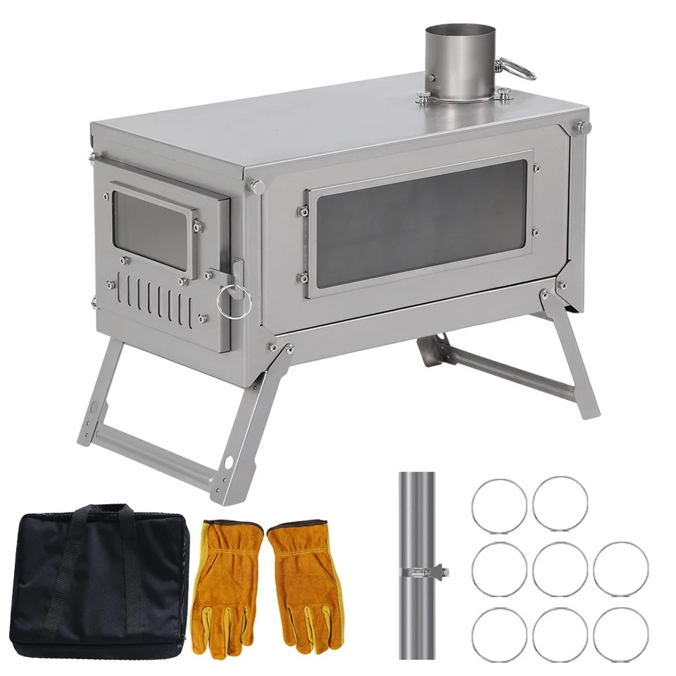 Титанова піч складна на дрова Soomloom titanium посилена буржуйка для наметів з димарем 2 метри, фото 1