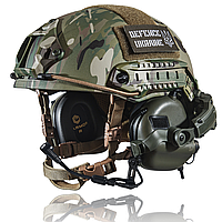 Каска шлем 2.0 "FAST TEAM WENDY" NIJ IIIA. Мультикам + Активные Наушники EARMOR M32 крепление "Чебурашка"