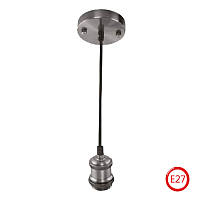 Лофт светильник подвесной на текстильном шнуре Винтаж Horoz Electric TESLA хром (021-003-00012)