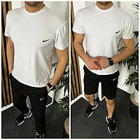 Чоловічий спортивний костюм трійка футболка штани шорти 46-48,50-52,54-56 сірий, чорний