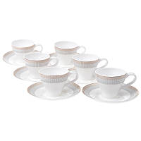 Набор кофейных чашек с блюдцами Lora Белый H15-016 120ml BK, код: 7242616