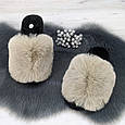 Тапочки хутряні жіночі бежеві з чорною устілкою 4440_2, фото 4