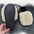 Тапочки хутряні жіночі бежеві з чорною устілкою 4440_2, фото 5