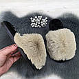 Тапочки хутряні жіночі бежеві з чорною устілкою 4440_2, фото 6